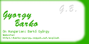 gyorgy barko business card